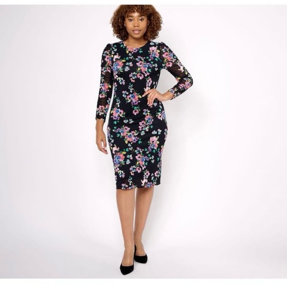 Destination 365 Floral Long Sleeve Dress Size Medium - Picture 1 of 5